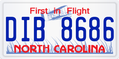 NC license plate DIB8686