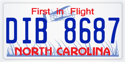 NC license plate DIB8687