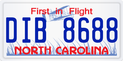 NC license plate DIB8688