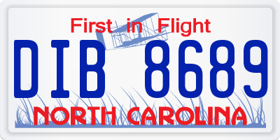 NC license plate DIB8689