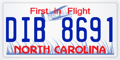 NC license plate DIB8691