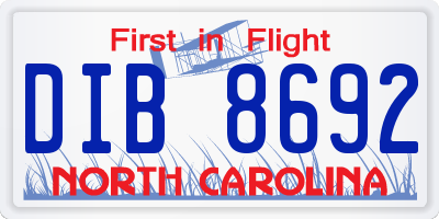 NC license plate DIB8692