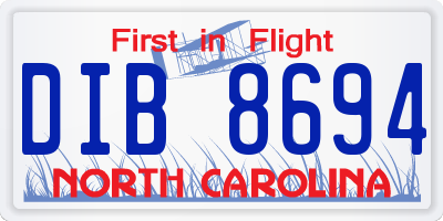NC license plate DIB8694