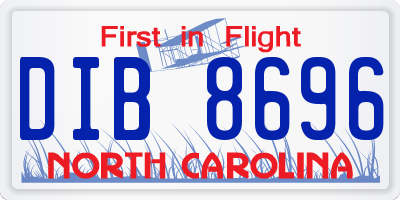 NC license plate DIB8696