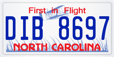 NC license plate DIB8697