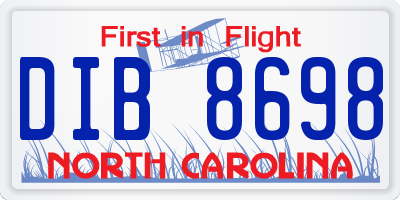 NC license plate DIB8698