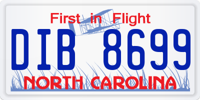 NC license plate DIB8699