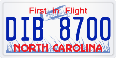 NC license plate DIB8700
