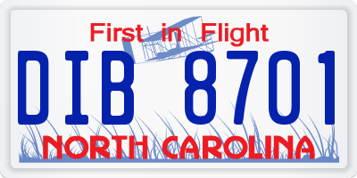 NC license plate DIB8701