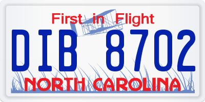 NC license plate DIB8702