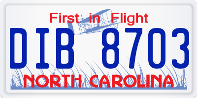 NC license plate DIB8703