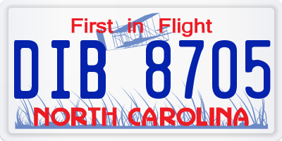 NC license plate DIB8705