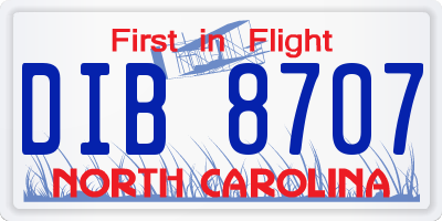 NC license plate DIB8707