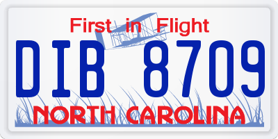 NC license plate DIB8709