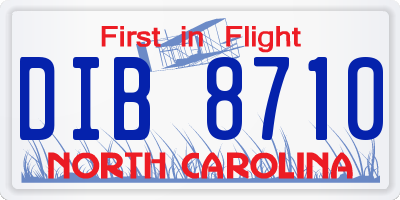 NC license plate DIB8710