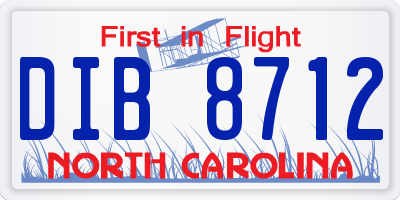NC license plate DIB8712