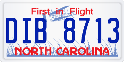 NC license plate DIB8713