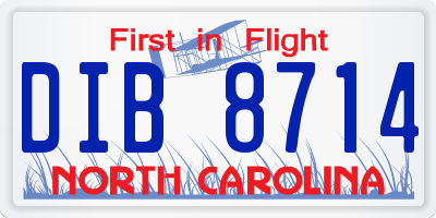 NC license plate DIB8714