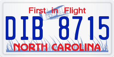 NC license plate DIB8715