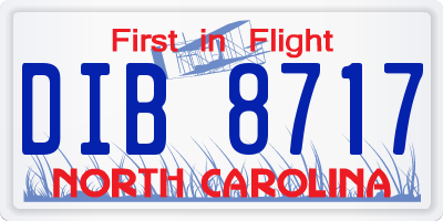NC license plate DIB8717
