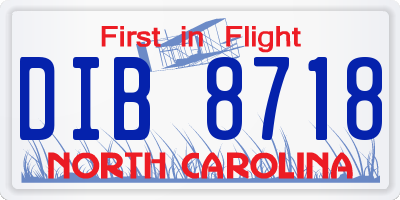 NC license plate DIB8718