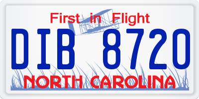 NC license plate DIB8720