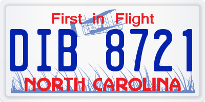 NC license plate DIB8721