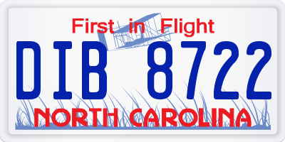 NC license plate DIB8722