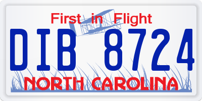 NC license plate DIB8724