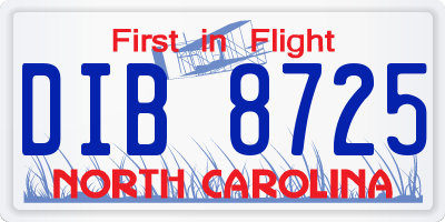 NC license plate DIB8725