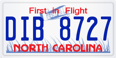 NC license plate DIB8727
