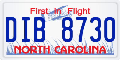 NC license plate DIB8730
