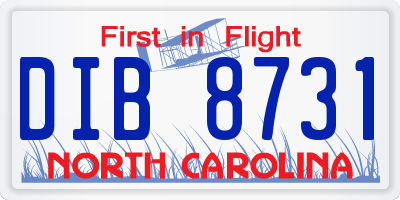 NC license plate DIB8731
