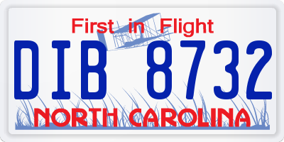 NC license plate DIB8732
