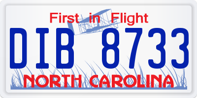 NC license plate DIB8733