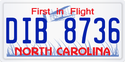 NC license plate DIB8736