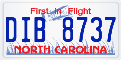 NC license plate DIB8737