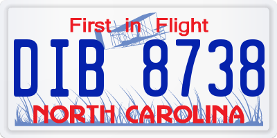 NC license plate DIB8738