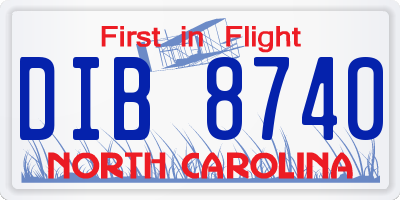 NC license plate DIB8740