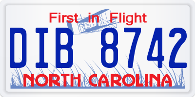 NC license plate DIB8742