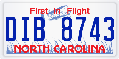 NC license plate DIB8743