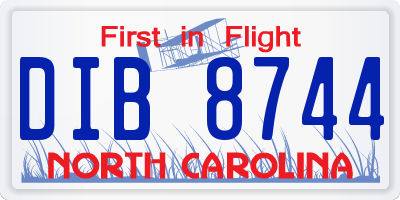 NC license plate DIB8744