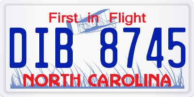 NC license plate DIB8745