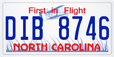 NC license plate DIB8746