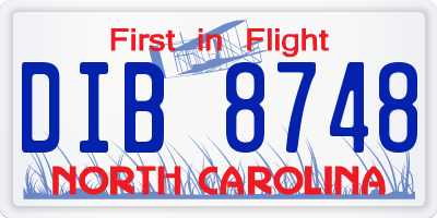 NC license plate DIB8748