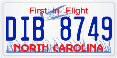 NC license plate DIB8749