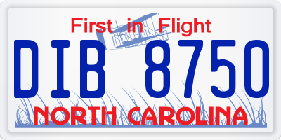 NC license plate DIB8750