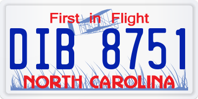 NC license plate DIB8751