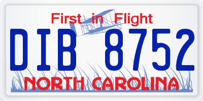 NC license plate DIB8752