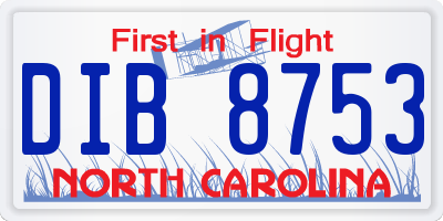 NC license plate DIB8753